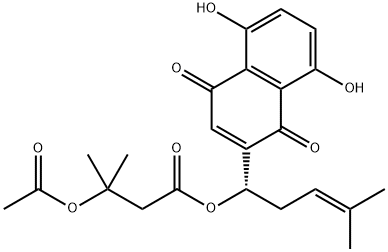 3-(Acetyloxy)-3-methylbutanoic acid (1S)-1-(1,4-dihydro-5,8-dihydroxy-1,4-dioxo-2-naphthalenyl)-4-methyl-3-pentenyl ester Struktur