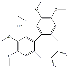 5,6,7,8-テトラヒドロ-2,3,10,11,12-ペンタメトキシ-6,7-ジメチル-ジベンゾ[a,c]シクロオクテン-1-オール 化学構造式
