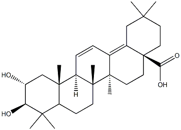 (2ALPHA,3BETA)-2,3-二羟基齐墩果-11,13(18)-二烯-28-酸,71850-15-2,结构式