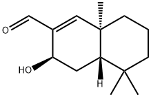 3,4,4aα,5,6,7,8,8a-オクタヒドロ-3α-ヒドロキシ-5,5,8aβ-トリメチル-2-ナフタレンカルボアルデヒド 化学構造式