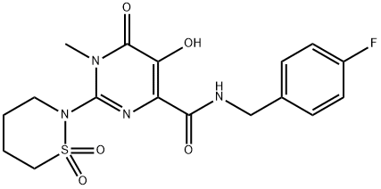 N-[(4-氟苯基)甲基1,6-二氢-5-羟基-1-甲基-6-氧代-2-(四氢-1,1-二氧-2H-1,2-噻嗪-2-基)-4-嘧啶甲酰胺,729607-74-3,结构式