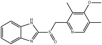 2-[[(4-甲氧基-3,5-二甲基-2-吡啶基)甲基]亚磺酰基]-1H-苯并咪唑, 73590-60-0, 结构式