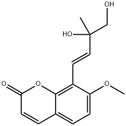 (E)-8-(3,4-二羟基-3-甲基-1-丁烯基)-7-甲氧基-2H-1-苯并吡喃-2-酮, 74474-76-3, 结构式