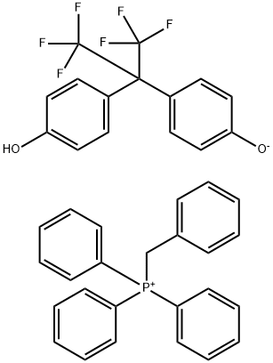 トリフェニル(フェニルメチル)ホスホニウム·4-[2,2,2-トリフルオロ-1-トリフルオロメチル-1-(4-ヒドロキシフェニル)エチル]フェノールアニオン 化学構造式