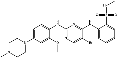 2-[[5-溴-2-[[2-甲氧基-4-(4-甲基-1-哌嗪基)苯基]氨基]-4-嘧啶基]氨基]-N-甲基苯磺酰胺 结构式
