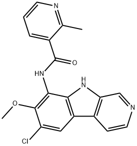 N-(6-氯-7-甲氧基-9H-吡啶并[3,4-B]吲哚-8-基)-2-甲基-3-吡啶甲酰胺, 783348-36-7, 结构式