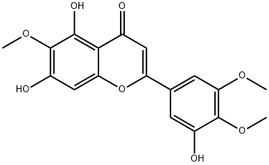 5,7,3-トリヒドロキシ-6,4,5-トリメトキシフラボン 化学構造式