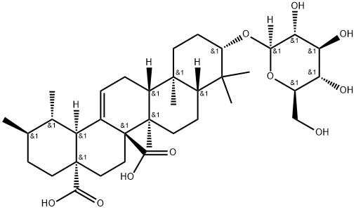 キノブ酸 3-O-β-グルコシド 化学構造式