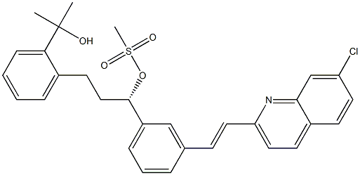 (1S,E)-1-{3-[2-(7-クロロ-2-キノリル)ビニル]フェニル}-3-[2-(2-ヒドロキシプロパン-2-イル)フェニル]プロピル=メタンスルホナート 化学構造式