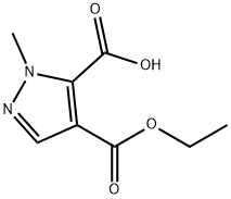 4-(エトキシカルボニル)-1-メチル-1H-ピラゾール-5-カルボン酸 化学構造式
