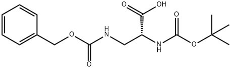 N-[叔丁氧羰基]-3-[[苄氧羰基]氨基]-D-丙氨酸 结构式