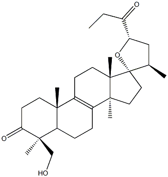 (23S)-17,23-Epoxy-29-hydroxy-27-nor-5α-lanost-8-ene-3,24-dione Structure