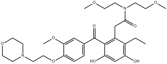 N,N-ビス(2-メトキシエチル)-2-エチル-3,5-ジヒドロキシ-6-[3-メトキシ-4-(2-モルホリノエトキシ)ベンゾイル]ベンゼンアセトアミド