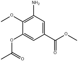 3-アセトキシ-5-アミノ-4-メトキシ安息香酸メチル 化学構造式