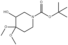 1-Piperidinecarboxylic acid, 3-hydroxy-4,4-diMethoxy-, 1,1-diMethylethyl ester Structure