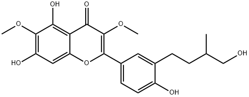 5,7-Dihydroxy-2-[4-hydroxy-3-(4-hydroxy-3-methylbutyl)phenyl]-3,6-dimethoxy-4H-1-benzopyran-4-one Struktur