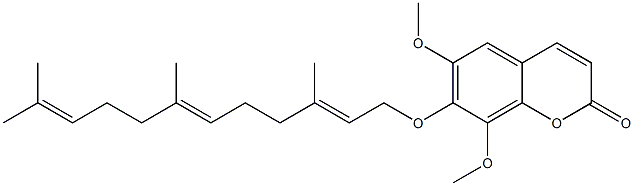 6,8-二甲氧基-7-[[(2E,6E)-3,7,11-三甲基-2,6,10-十二碳三烯基]氧基]-2H-1-苯并吡喃-2-酮 结构式