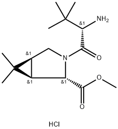 (1R,2S,5S)-3-((2S)-2-氨基-3,3-二甲基-1-氧代丁基)-6,6-二甲基-3-氮杂双环[3.1.0]己烷-2-羧酸甲酯盐酸盐, 847644-96-6, 结构式