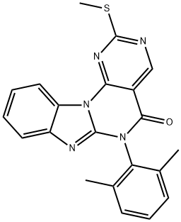PyriMido[5',4':5,6]pyriMido[1,2-a]benziMidazol-5(6H)-one, 6-(2,6-diMethylphenyl)-2-(Methylthio)- Structure