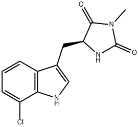 (5S)-5-[(7-氯-1H-吲哚-3-基)甲基]-3-甲基-2,4-咪唑烷二酮, 852391-20-9, 结构式