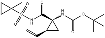 [(1R,2S)-2-乙烯-1-{[(1-甲基环丙基)磺酰基]氨基甲酰}环丙基]氨基甲酸叔丁酯,853269-57-5,结构式