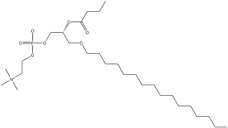 1-O-hexadecyl-2-butyryl-sn-glycero-3-phosphocholine 化学構造式