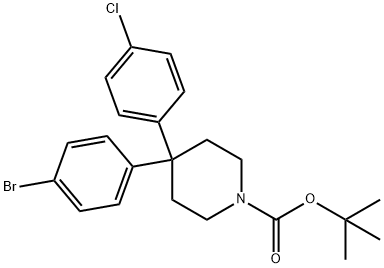 4-(4-溴苯基)-4-(4-氯苯基)哌啶-1-甲酸叔丁酯,857532-23-1,结构式
