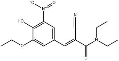 (2E)-2-氰基-3-(3-乙氧基-4-羟基-5-硝基苯基)-N,N-二乙基-2-丙烯酰胺, 857629-79-9, 结构式