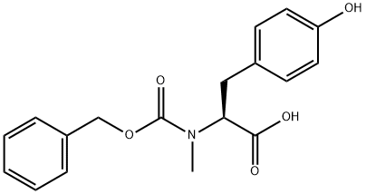 (S)-2-(((ベンジルオキシ)カルボニル)(メチル)アミノ)-3-(4-ヒドロキシフェニル)プロパン酸 化学構造式