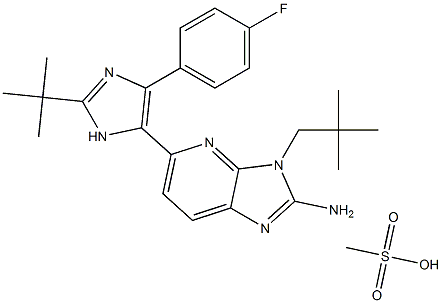 5-[2-(叔丁基)-4-(4-氟苯基)-1H-咪唑-5-基]-3-(2,2-二甲基丙基)-3H-咪唑并[4,5-B]吡啶-2-胺甲磺酸盐, 862507-23-1, 结构式