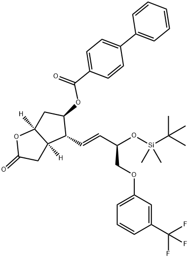 [1,1'-Biphenyl]-4-carboxylic acid, (3aR,4R,5R,6aS)-4-[(1E,3R)-3-[[(1,1-diMethylethyl)diMethylsilyl]oxy]-4-[ 3-(trifluoroMethyl)phenoxy]-1-butenyl]hexahydro-2-oxo-2H-cyclopenta[b] furan-5-yl ester Structure