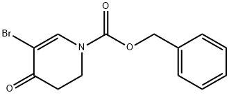 5-ブロモ-4-オキソ-3,4-ジヒドロピリジン-1(2H)-カルボン酸ベンジル 化学構造式