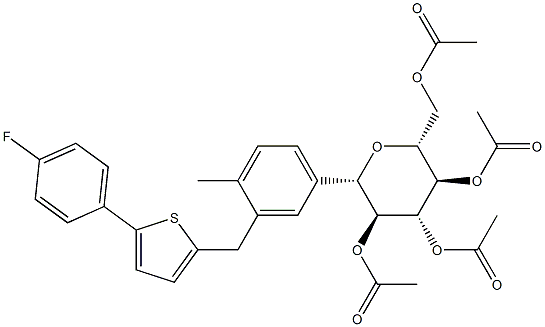 D-Glucitol, 1,5-anhydro-1-C-[3-[[5-(4-fluorophenyl)-2-thienyl]Methyl]-4-Methylphenyl]-, tetraacetate, (1S)- (9CI) Struktur