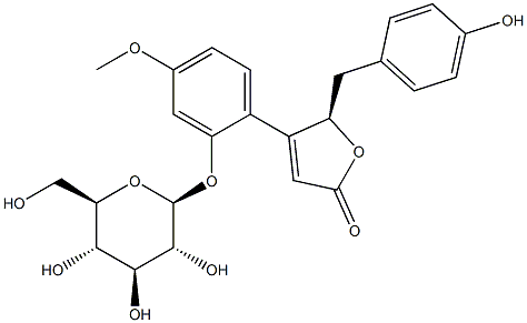 (5R)-4-[2-(BETA-D-吡喃葡萄糖基氧基)-4-甲氧基苯基]-5-[(4-羟基苯基)甲基]-2(5H)-呋喃酮 结构式