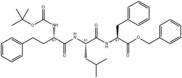 (ALPHAS)-ALPHA-[[叔丁氧羰基]氨基]苯丁酰基-L-亮氨酰基-L-苯丙氨酸苄酯 结构式