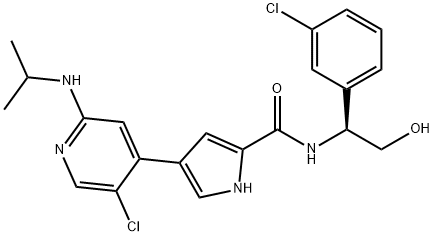 4-[5-氯-2-[(1-甲基乙基)氨基]-4-吡啶基]-N-[(1S)-1-(3-氯苯基)-2-羟基乙基]-1H-吡咯-2-甲酰胺, 869886-67-9, 结构式