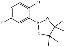 2-Chloro-5-fluorobenzeneboronic acid pinacol ester, 96% 化学構造式