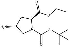 (2S,4R)-1-BOC-4-氨基吡咯烷-2-羧酸乙酯 结构式
