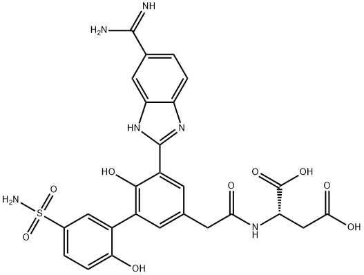 PCI-27483|(S)-2-[[2-[5-(5-甲脒基-1H-苯并咪唑-2-基)-6,2'-二羟基-5'-氨基磺酰基联苯-3-基]乙酰基]氨基]琥珀酸