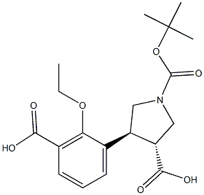 Boc-(+/-)-trans-4-(2-ethoxycarboxy-phenyl)-pyrrolidine-3-carboxylic acid Struktur