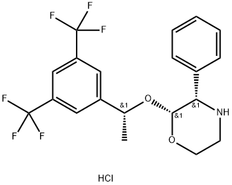 (2R,3S)-2-[(1R)-1-[3,5-双(三氟甲基)苯基]乙氧基]-3-(苯基)吗啉盐酸盐, 874460-46-5, 结构式