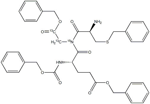 N-CBZ-O-BZL-L-GLU-S-BZL-L-CYS-GLY[13C2,15N]-OBZL Structure