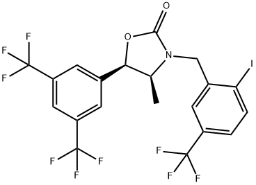 2-Oxazolidinone, 5-[3,5-bis(trifluoroMethyl)phenyl]-3-[[2-iodo-5-(trifluoroMethyl)phenyl]Methyl]-4-Methyl-, (4S,5R)- Structure