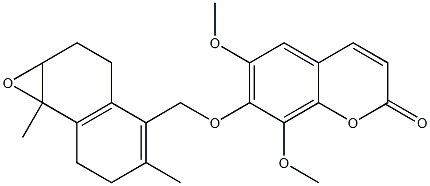 7-[[(5,6-エポキシ-3,4,5,6,7,8-ヘキサヒドロ-2,5-ジメチルナフタレン)-1-イル]メトキシ]-6,8-ジメトキシ-2H-1-ベンゾピラン-2-オン 化学構造式