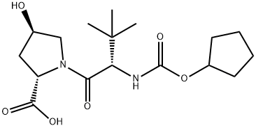 (2S,4R)-1-((S)-2-((シクロペンチルオキシ)カルボニル)-3,3-ジメチルブタノイル)-4-ヒドロキシピロリジン-2-カルボン酸 化学構造式