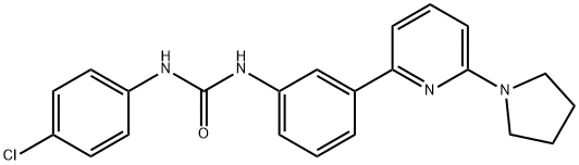 1-[3-(6-ピロリジノ-2-ピリジル)フェニル]-3-(4-クロロフェニル)尿素 化学構造式