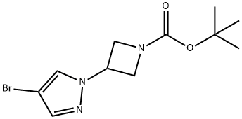 叔丁基3-(4-溴吡唑-1-基)氮杂环丁烷-1-羧酸盐,877399-34-3,结构式