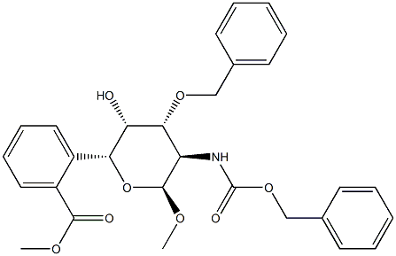 Methyl2-deoxy-2-[[(phenylmethoxy)carbonyl]amino]-3-O-(phenylmethyl)-alpha-D-glucopyranoside6-benzoate Struktur