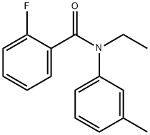 N-エチル-2-フルオロ-N-(3-メチルフェニル)ベンズアミド 化学構造式
