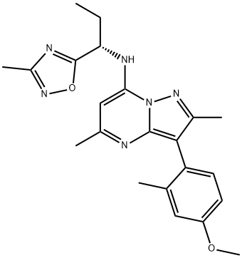 3-(4-甲氧基-2-甲基苯基)-2,5-二甲基-N-[(1S)-1-(3-甲基-1,2,4-恶二唑-5-基)丙基]吡唑并[1,5-A]嘧啶-7-胺, 885220-61-1, 结构式